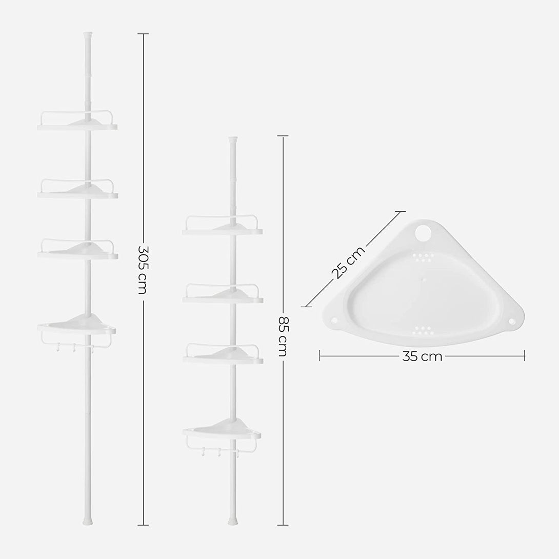 Állítható teleszkópos fürdőszobai sarokpolc, 85-305 cm-VASBÚTOR