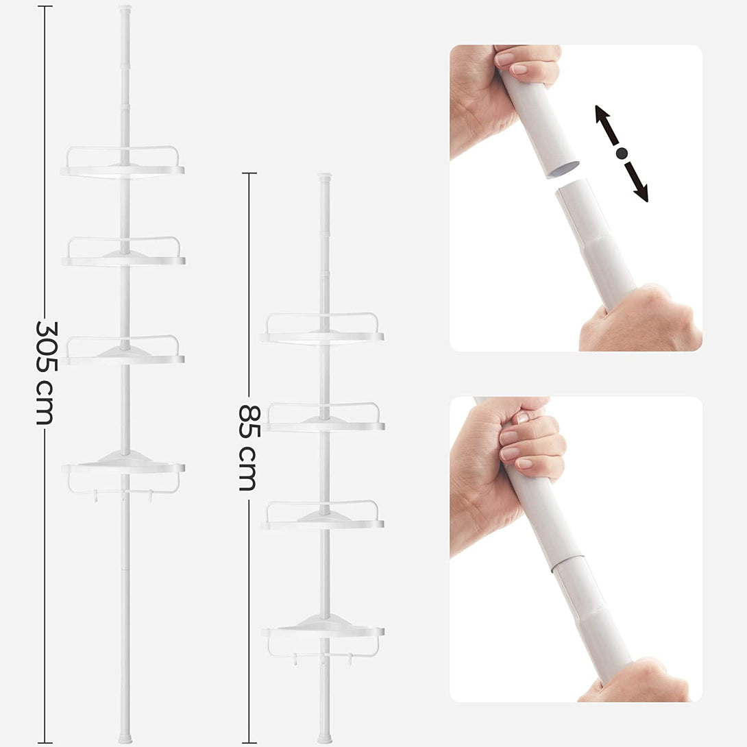 Állítható teleszkópos fürdőszobai sarokpolc, 85-305 cm-VASBÚTOR