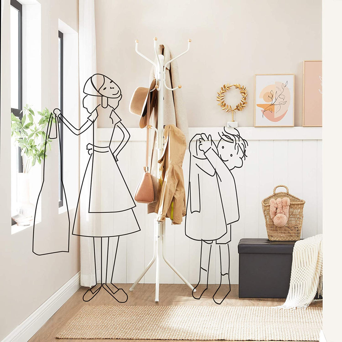 Standing hanger, strong metal coat rack, 182 cm high, white | SONGMICS ...