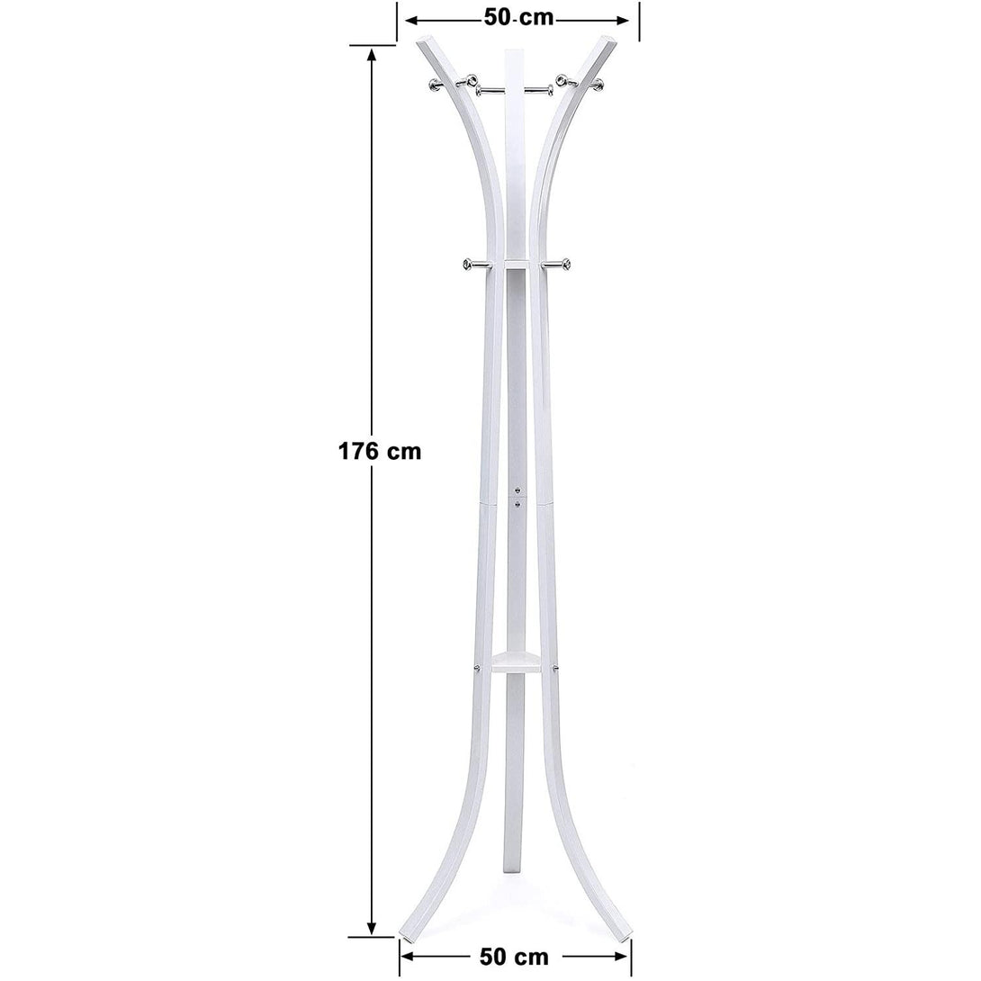 Álló fogas, Nagy teherbírású kabátkalapos állvány 9 kampós, 176 cm, fehér-VASBÚTOR