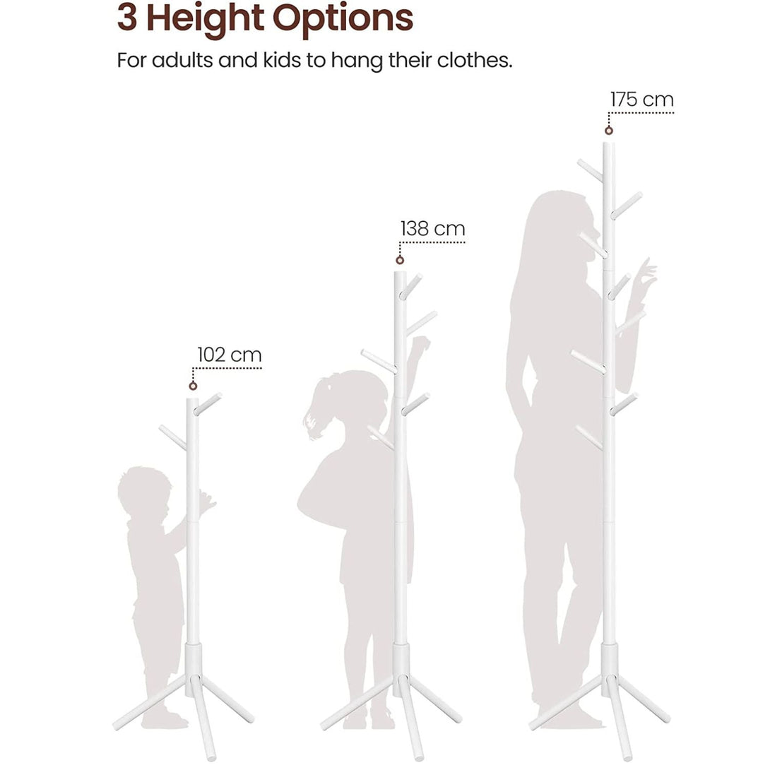 Álló fogas, tömörfa kabáttartó 3 magassági opcióval, fehér-VASBÚTOR
