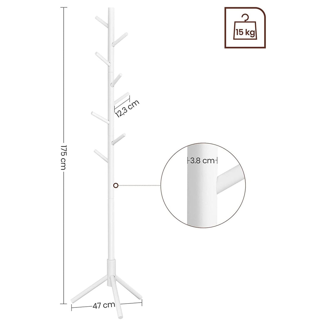 Álló fogas, tömörfa kabáttartó 3 magassági opcióval, fehér-VASBÚTOR