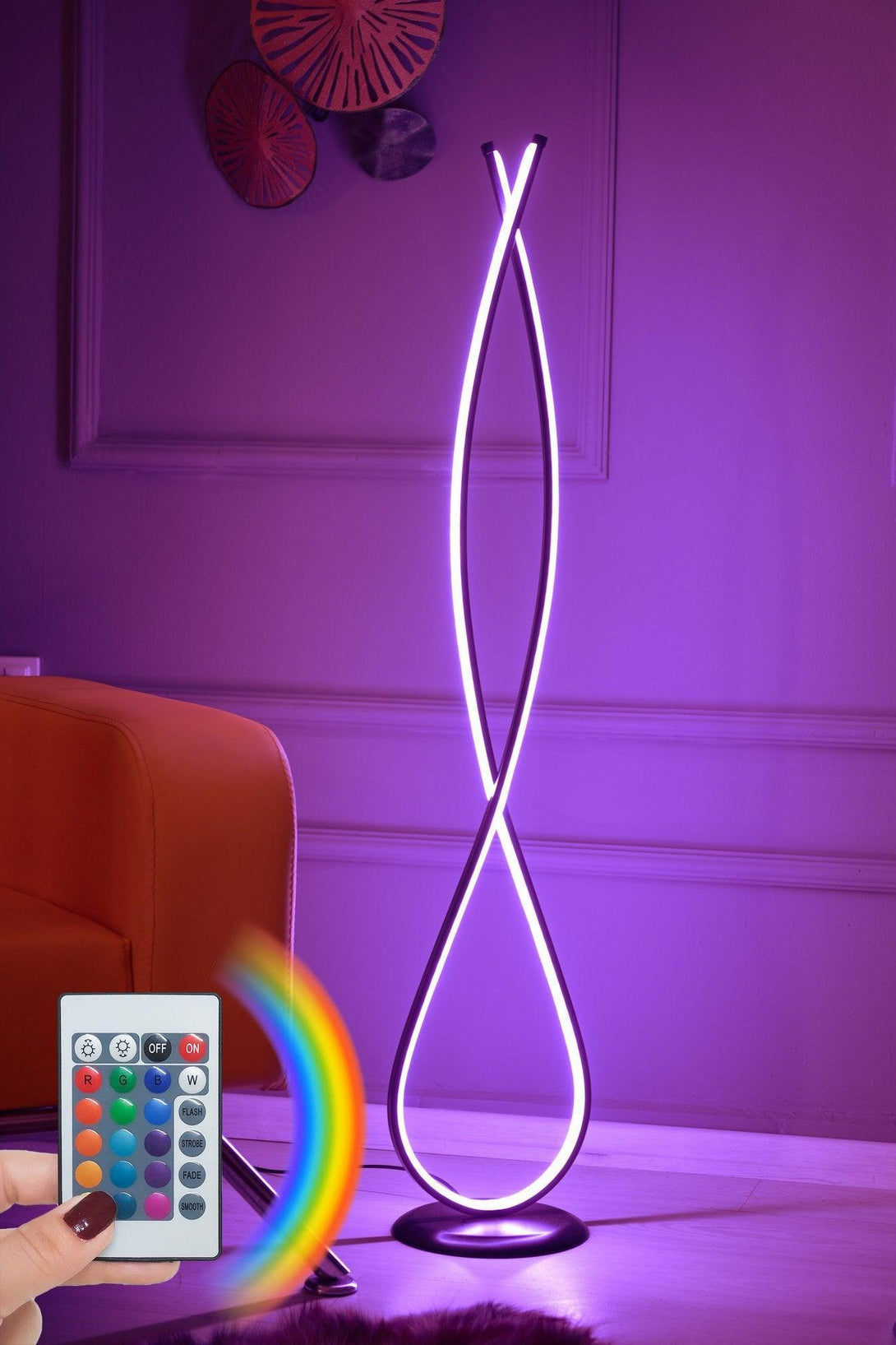Állólámpa, Infinity Fekete - Multicolor-VASBÚTOR