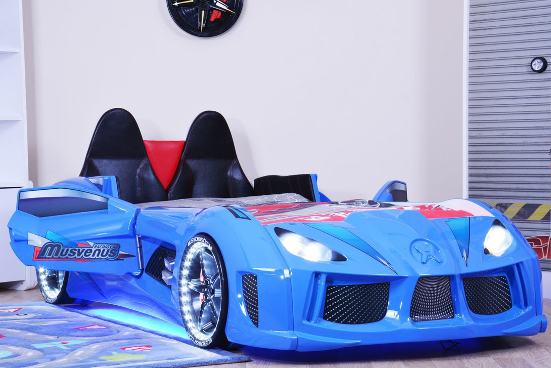 Autós gyerekágy Mnv3 - Blue-VASBÚTOR