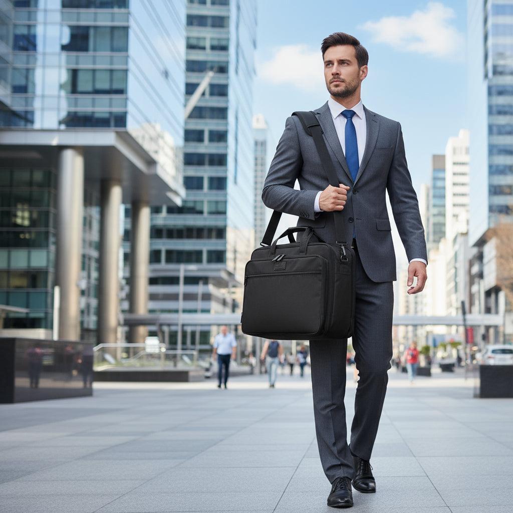 BONTOUR 17,3" laptop táska, bővíthető üzleti aktatáska több rekeszzel és nagy oldalsó zsebbel.-VASBÚTOR