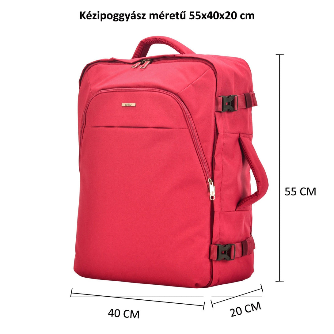 BONTOUR AIR Utazó Hátizsák, Kabin méretű Kézipoggyász 55x40x20cm, Piros Színben-VASBÚTOR