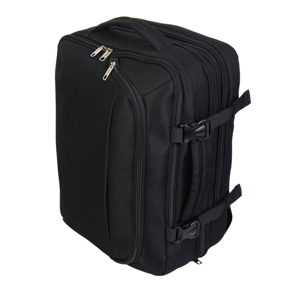 BONTOUR FlexiGo Bővíthető Utazó Hátizsák, WizzAir méretű 40x30x20cm kézipoggyász, Fekete Színben-VASBÚTOR