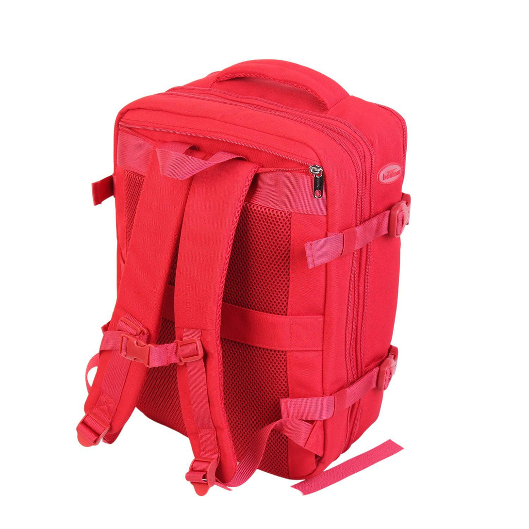 BONTOUR FlexiGo Bővíthető Utazó Hátizsák, WizzAir méretű 40x30x20cm kézipoggyász, Piros Színben-VASBÚTOR
