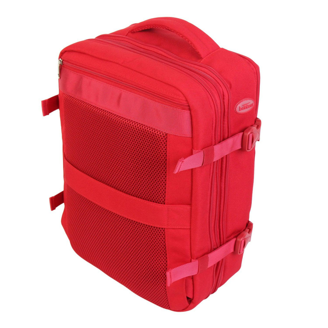 BONTOUR FlexiGo Bővíthető Utazó Hátizsák, WizzAir méretű 40x30x20cm kézipoggyász, Piros Színben-VASBÚTOR