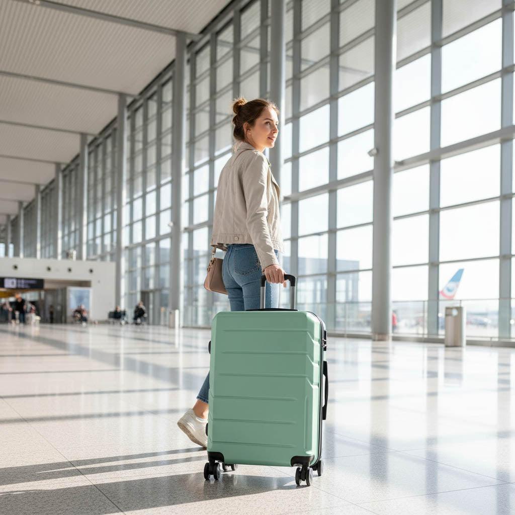 BONTOUR “SPINNER” közepes Duplakerekes Gurulós bőrönd, Púderzöld-VASBÚTOR