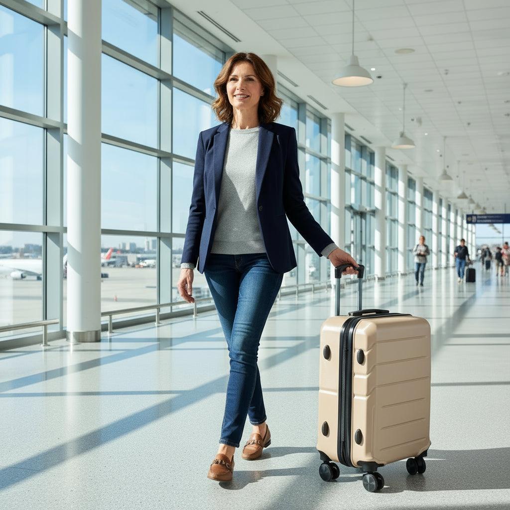 BONTOUR "Spinner" 4 Kerekes Kabin Bőrönd 55x39x20cm, Pezsgő-VASBÚTOR