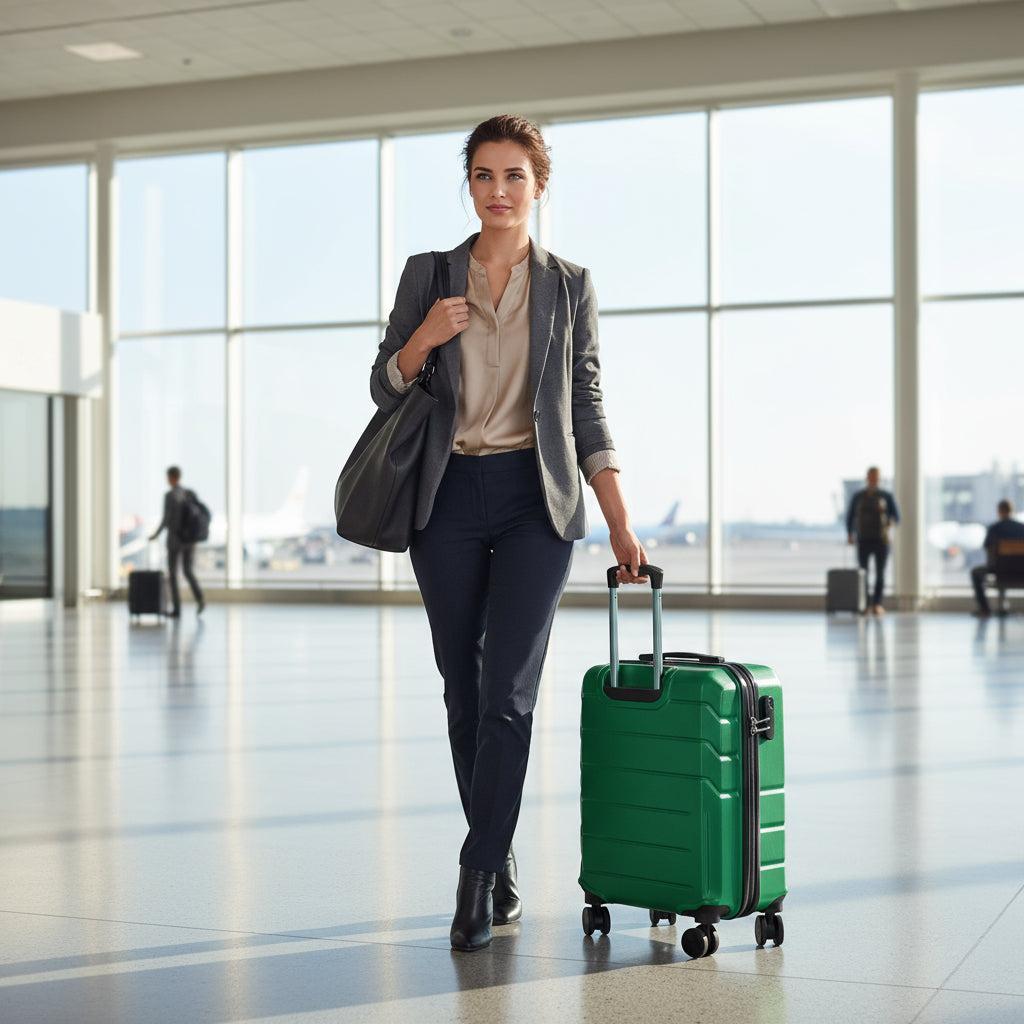 BONTOUR "Spinner" 4 Kerekes Kabin Bőrönd 55x39x20cm, zöld-VASBÚTOR