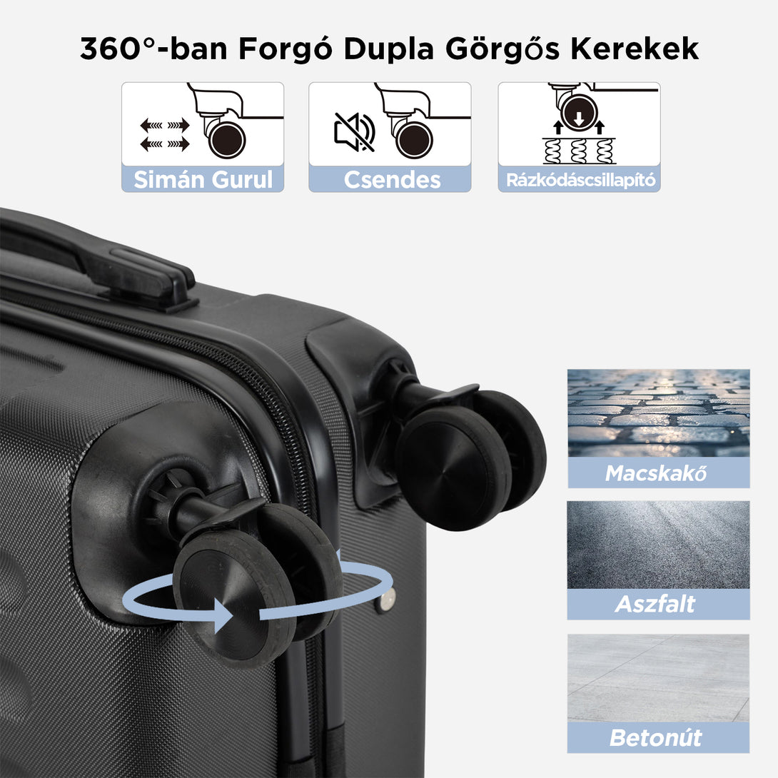 BONTOUR VERTICAL 4 Kerekes Kabin Bőrönd 55x39x20cm Fekete-VASBÚTOR