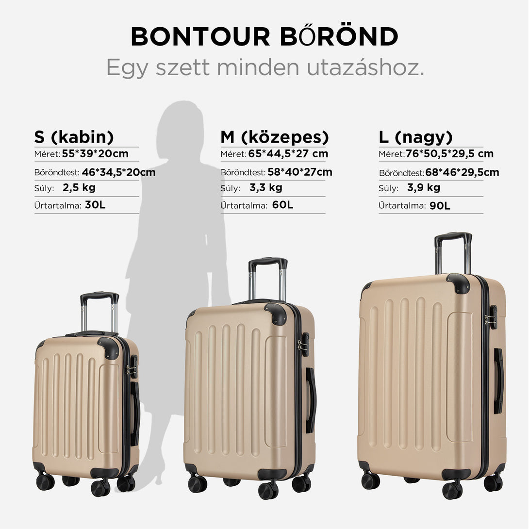 BONTOUR VERTICAL 4 Kerekes Kabin Bőrönd 55x39x20cm Pezsgő-VASBÚTOR