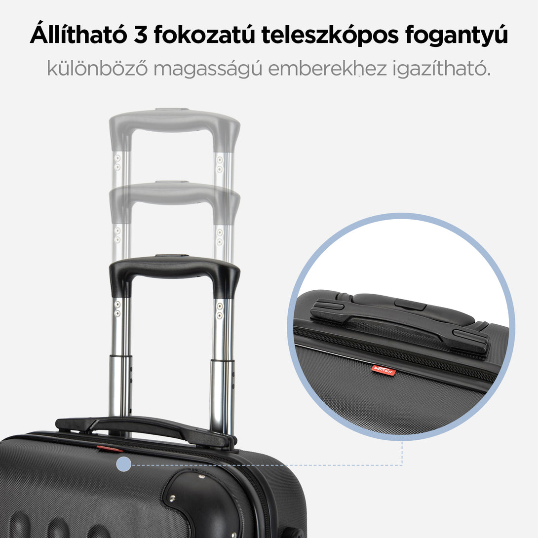 BONTOUR VERTICAL 4 Kerekes Kabin Bőrönd 55x39x20cm Fekete Outlet-VASBÚTOR