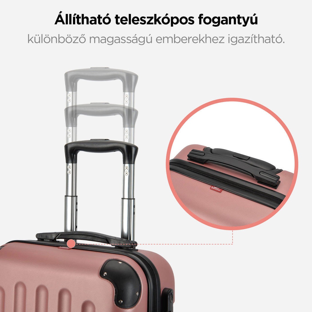 BONTOUR VERTICAL 4 Kerekes Kabin Bőrönd 55x39x20cm RoseGold-VASBÚTOR