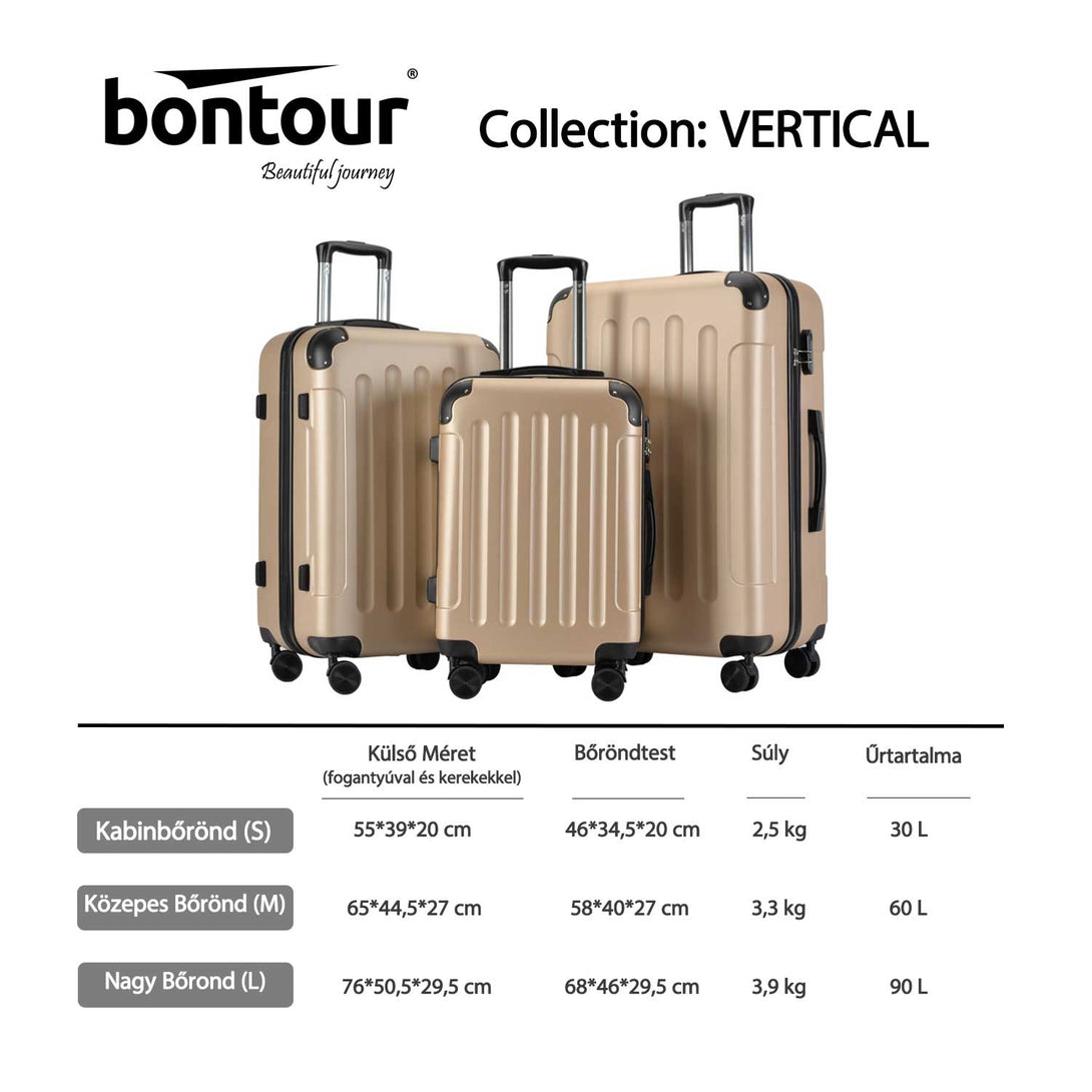 BONTOUR VERTICAL 4 Kerekes Közepes Bőrönd 65x44,5x27cm, M méretű, Pezsgő-VASBÚTOR