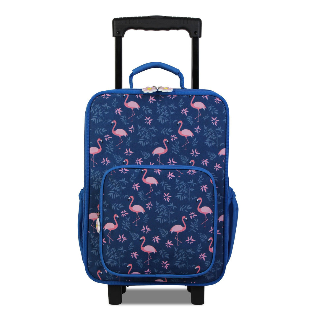 BONTOUR Vászon Gyermekbőrönd 2 Kerékkel ajándék tornazsákkal, Flamingó Mintával-VASBÚTOR