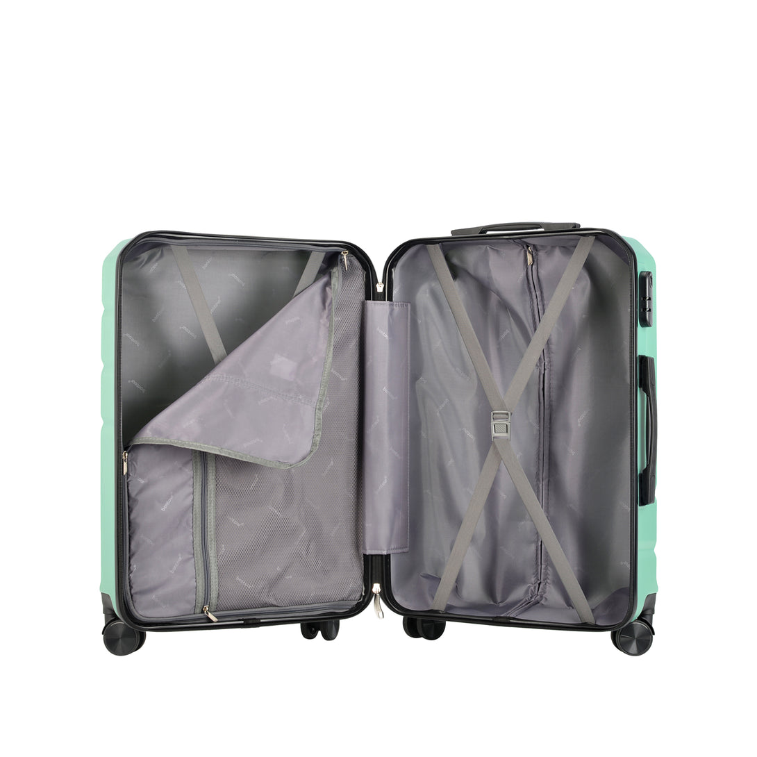 BONTOUR “spinner” közepes duplakerekes gurulós bőrönd, púderzöld-VASBÚTOR