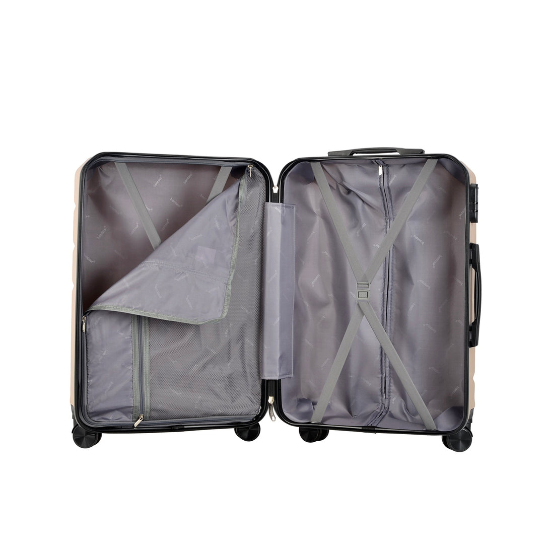 BONTOUR “spinner” nagy duplakerekes gurulós bőrönd, pezsgő-VASBÚTOR