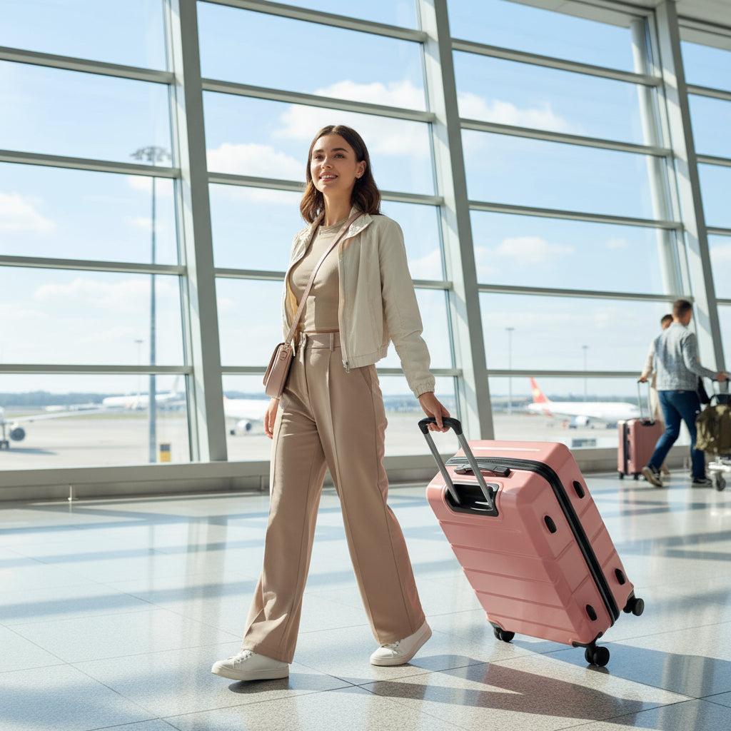 BONTOUR “spinner” nagy duplakerekes gurulós bőrönd, rosegold-VASBÚTOR