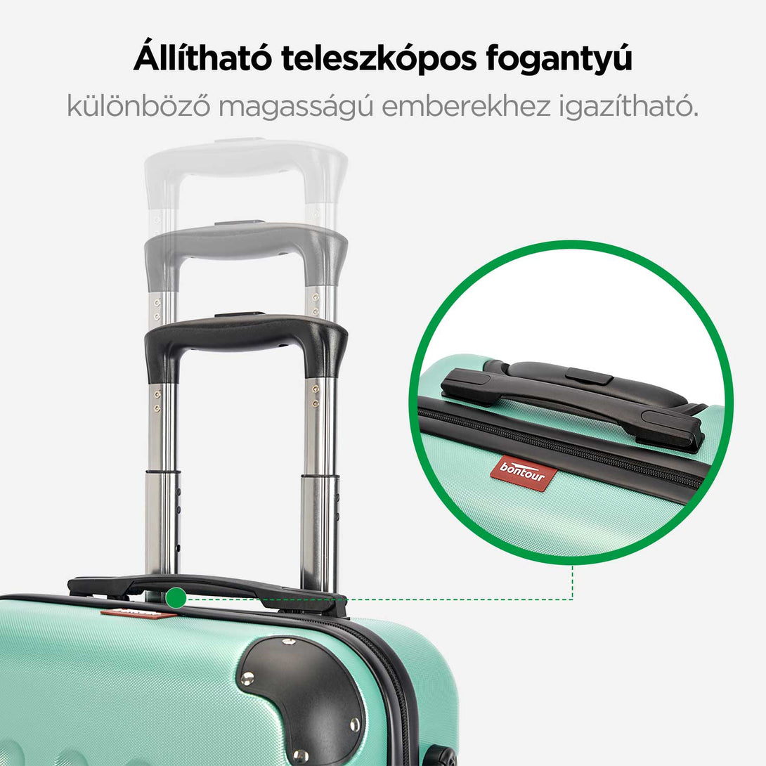 BONTOUR vertical 4 kerekes kabin bőrönd 55x39x20cm púderzöld-VASBÚTOR