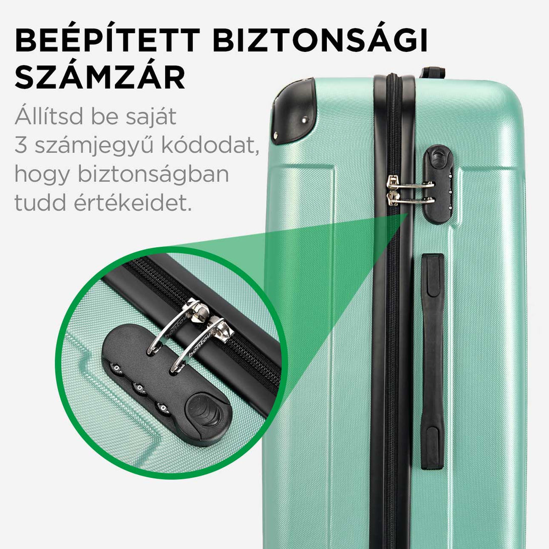 BONTOUR vertical 4 kerekes kabin bőrönd 55x39x20cm púderzöld-VASBÚTOR