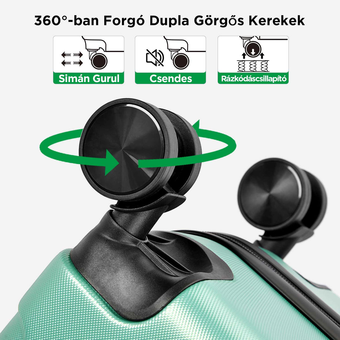 BONTOUR vertical 4 kerekes kabin bőrönd 55x39x20cm púderzöld-VASBÚTOR