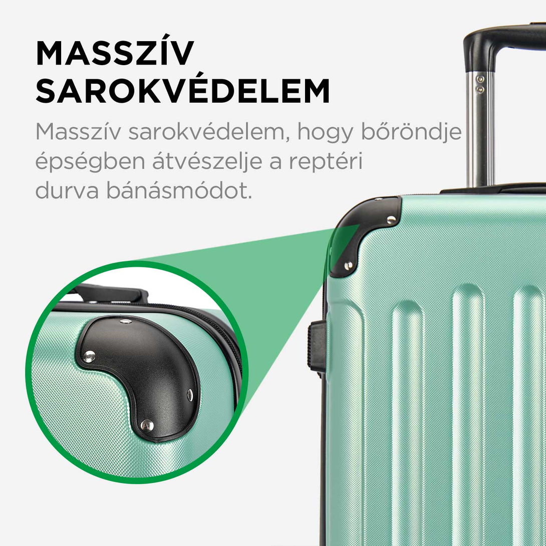 BONTOUR vertical 4 kerekes kabin bőrönd 55x39x20cm púderzöld-VASBÚTOR