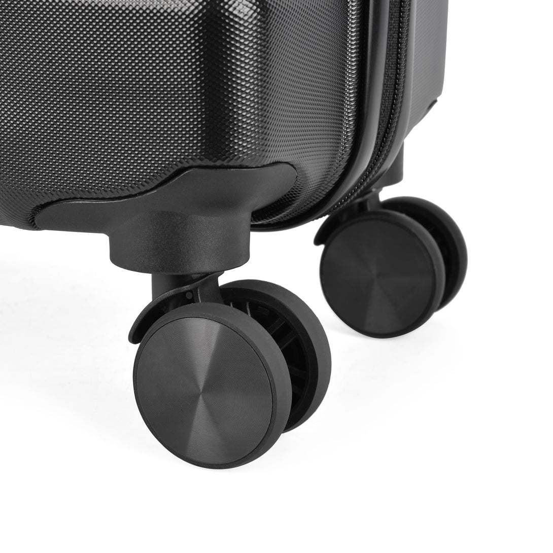 BONTOUR “wave” közepes duplakerekes gurulós bőrönd, fekete, m méretű-VASBÚTOR