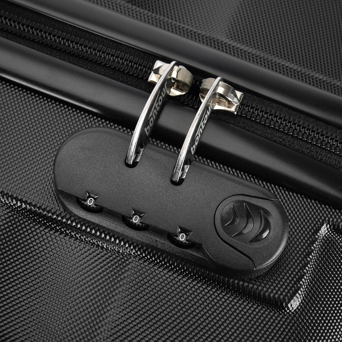 BONTOUR “wave” közepes duplakerekes gurulós bőrönd, fekete, m méretű-VASBÚTOR