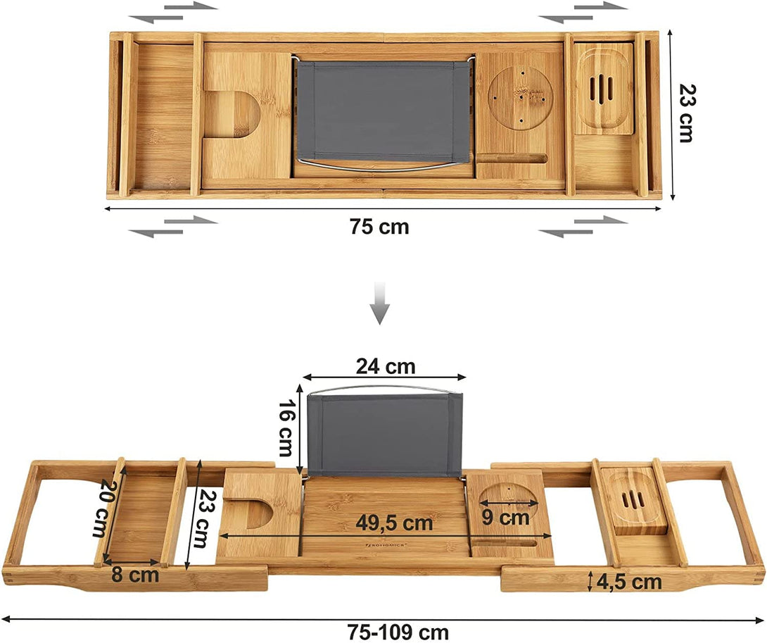Bambusz fürdokádra helyezhető tálca 75-109 cm-VASBÚTOR