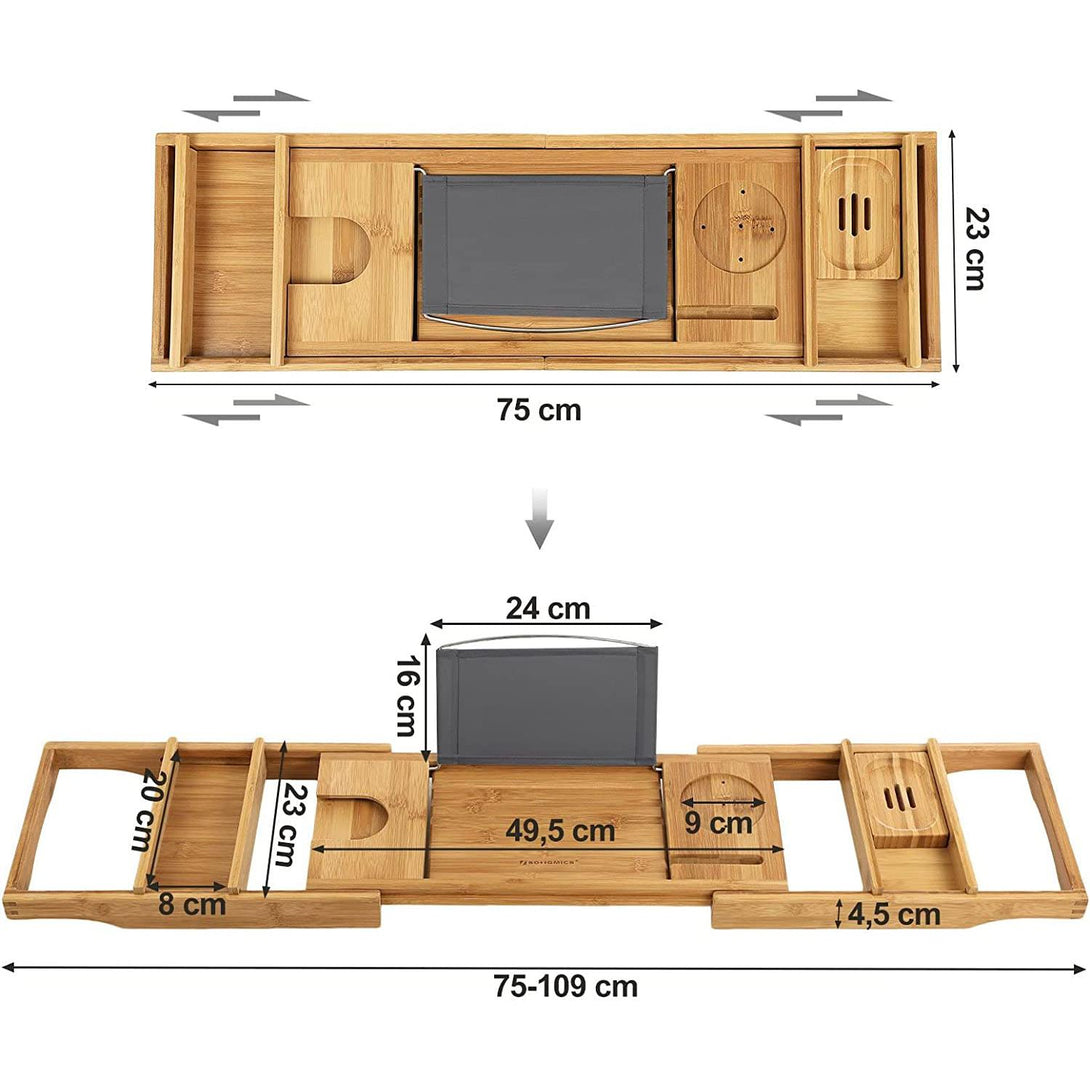 Bambusz fürdokádra helyezhető tálca 75-109 cm-VASBÚTOR