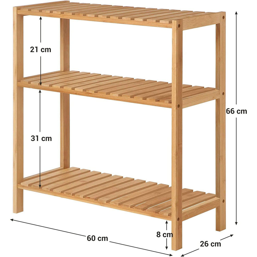 Bambusz fürdőszoba polc, tároló polc 60 x 26 x 66 cm, natúr-VASBÚTOR