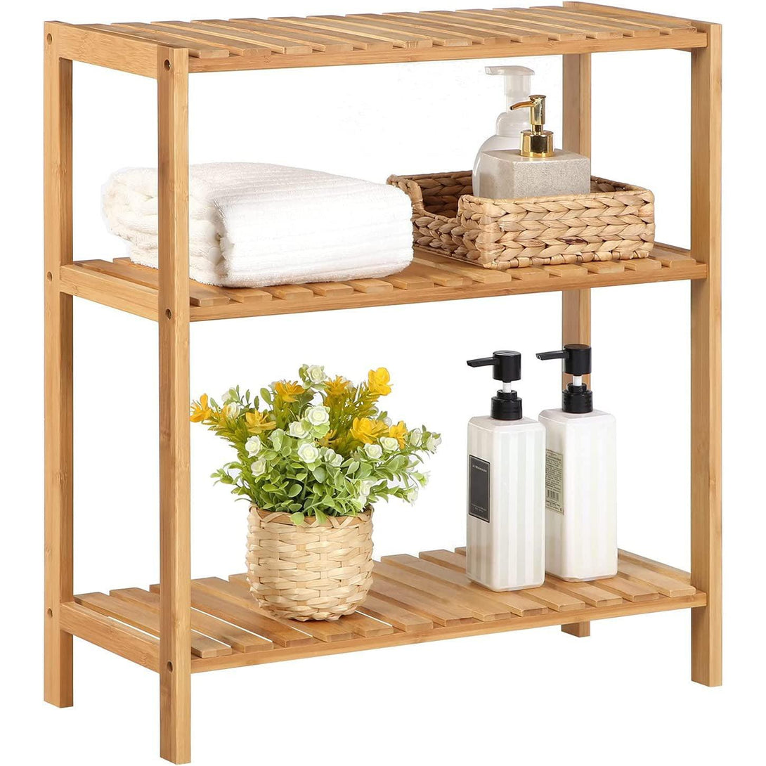 Bambusz fürdőszoba polc, tároló polc 60 x 26 x 66 cm, natúr-VASBÚTOR