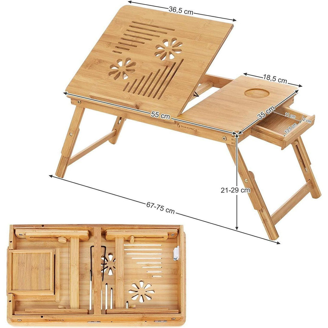 Bambusz laptopasztal, állítható magasságú összecsukható laptoptartó-VASBÚTOR