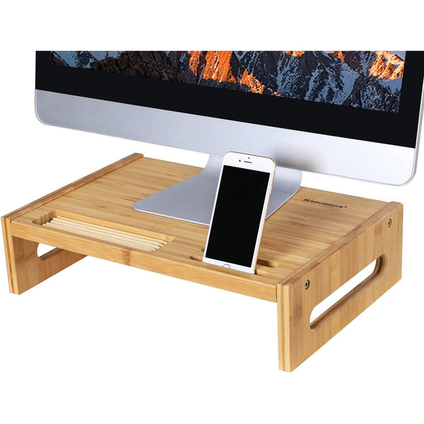 Bambusz monitor állvány, asztali rendszerező 10 cm magas-VASBÚTOR
