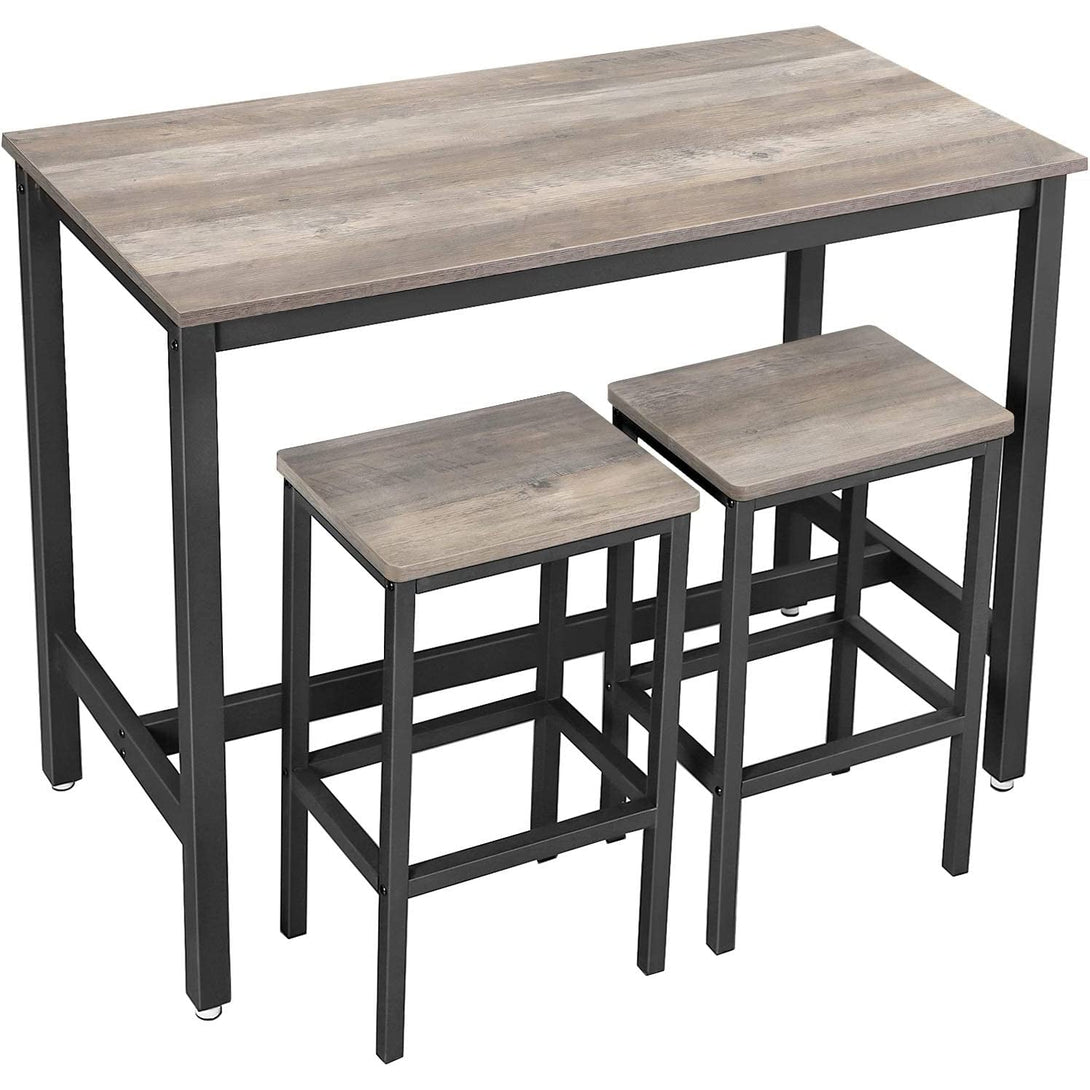 Bárasztal 2 bárszékkel, 120 x 90 x 60 cm, szürke és fekete-VASBÚTOR