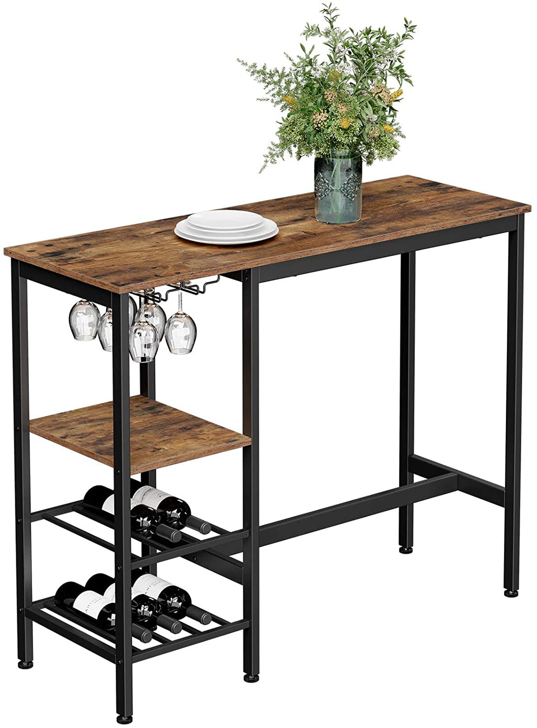 Bárasztal, magas asztal borospohár tartóval és palacktartóval 110 x 90 x 40 cm-VASBÚTOR