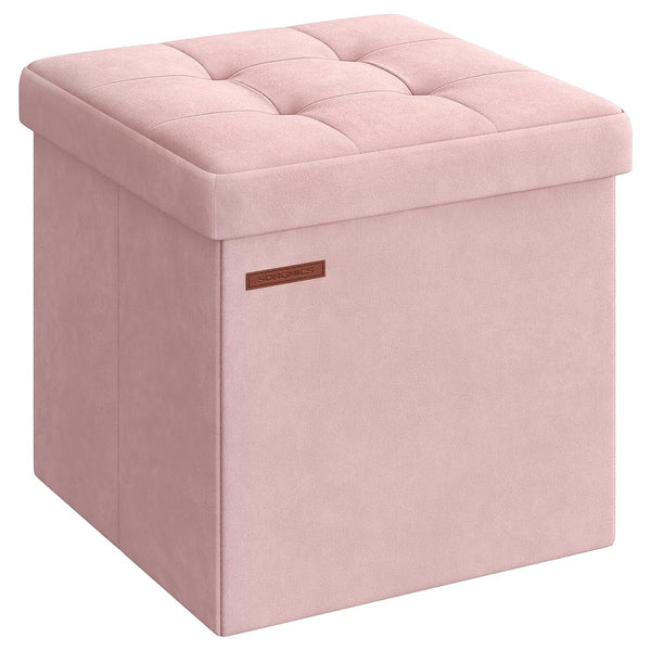 Bársony tárolópad, összecsukható tárolódoboz, pasztell rózsaszín-VASBÚTOR