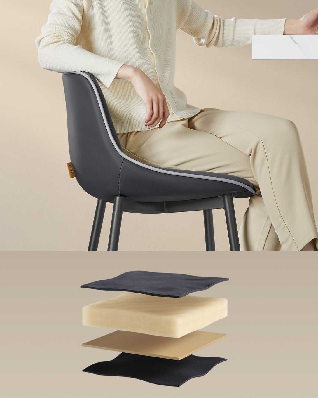 Bárszék 2 db-os szett ergonomikus háttámlával, ülésmagasság 62 cm, tintafekete-VASBÚTOR