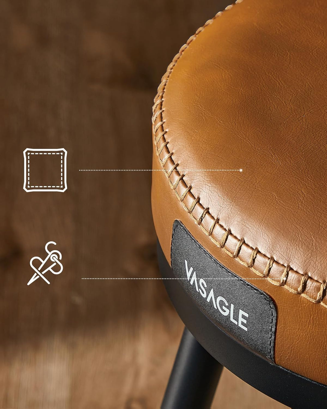 Bárszék szett, 2 db, háttámlával,65 cm magas, karamell barna színben-VASBÚTOR