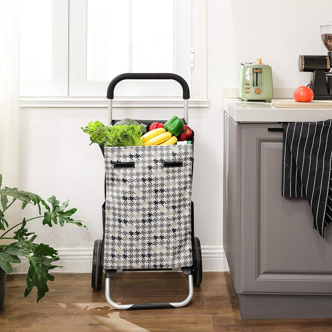 Bevásárlókocsi kerekekkel, gurulós bevásárlótáska, 40 L, fekete-VASBÚTOR