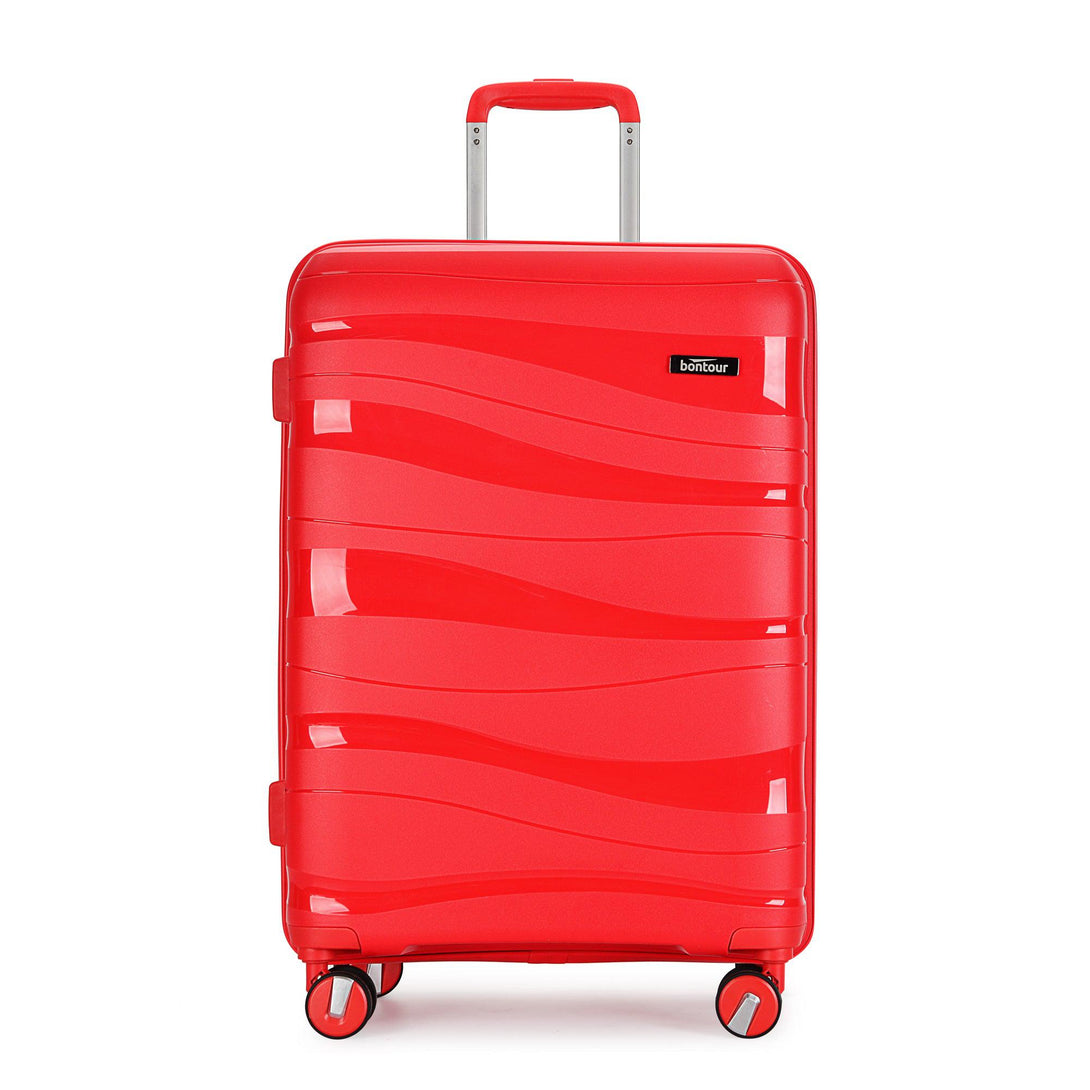 Bontour "Flow" 4-kerekes bőrönd TSA számzárral, L méretű 76x51x31 cm, Piros-VASBÚTOR