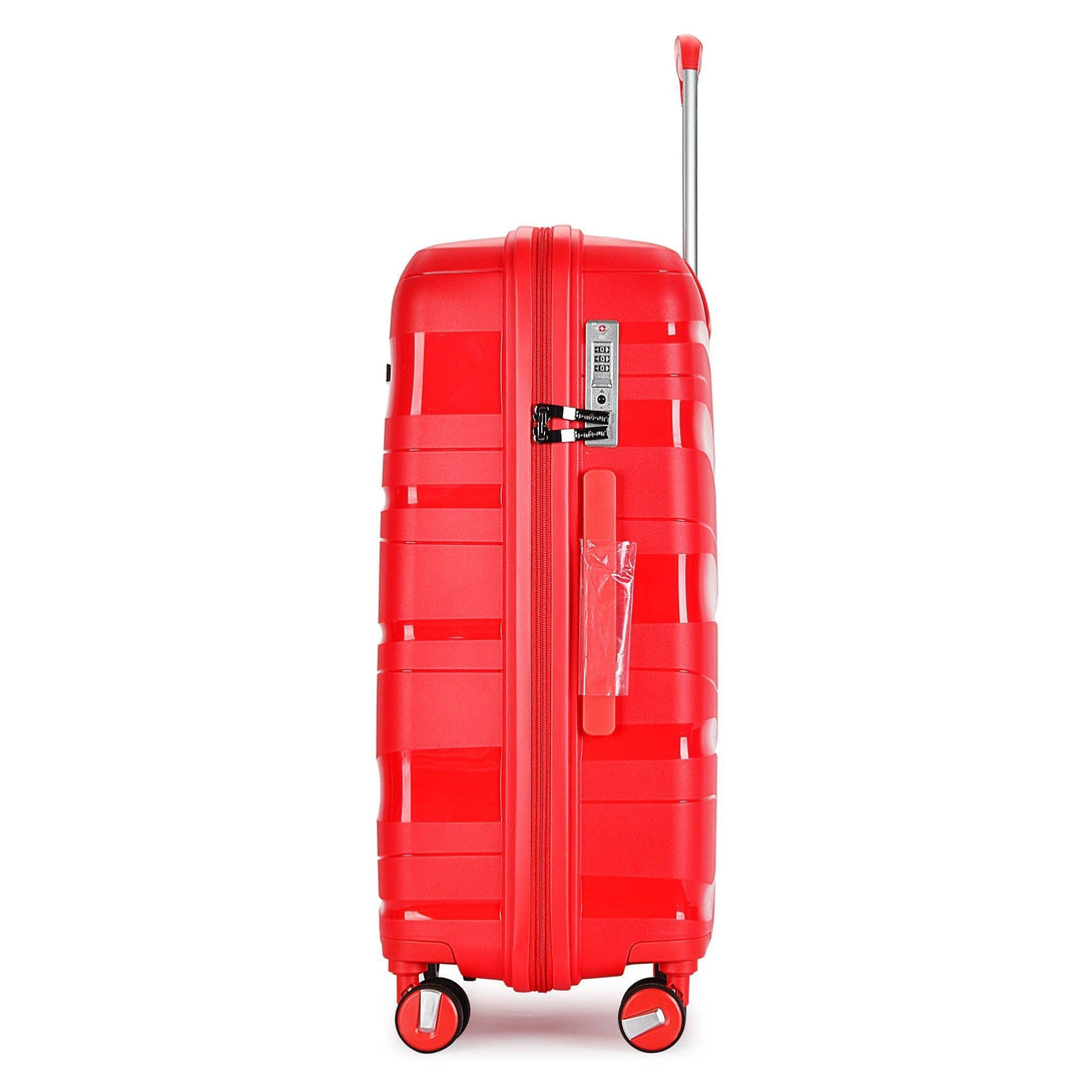 Bontour "Flow" 4-kerekes bőrönd TSA számzárral, L méretű 76x51x31 cm, Piros-VASBÚTOR