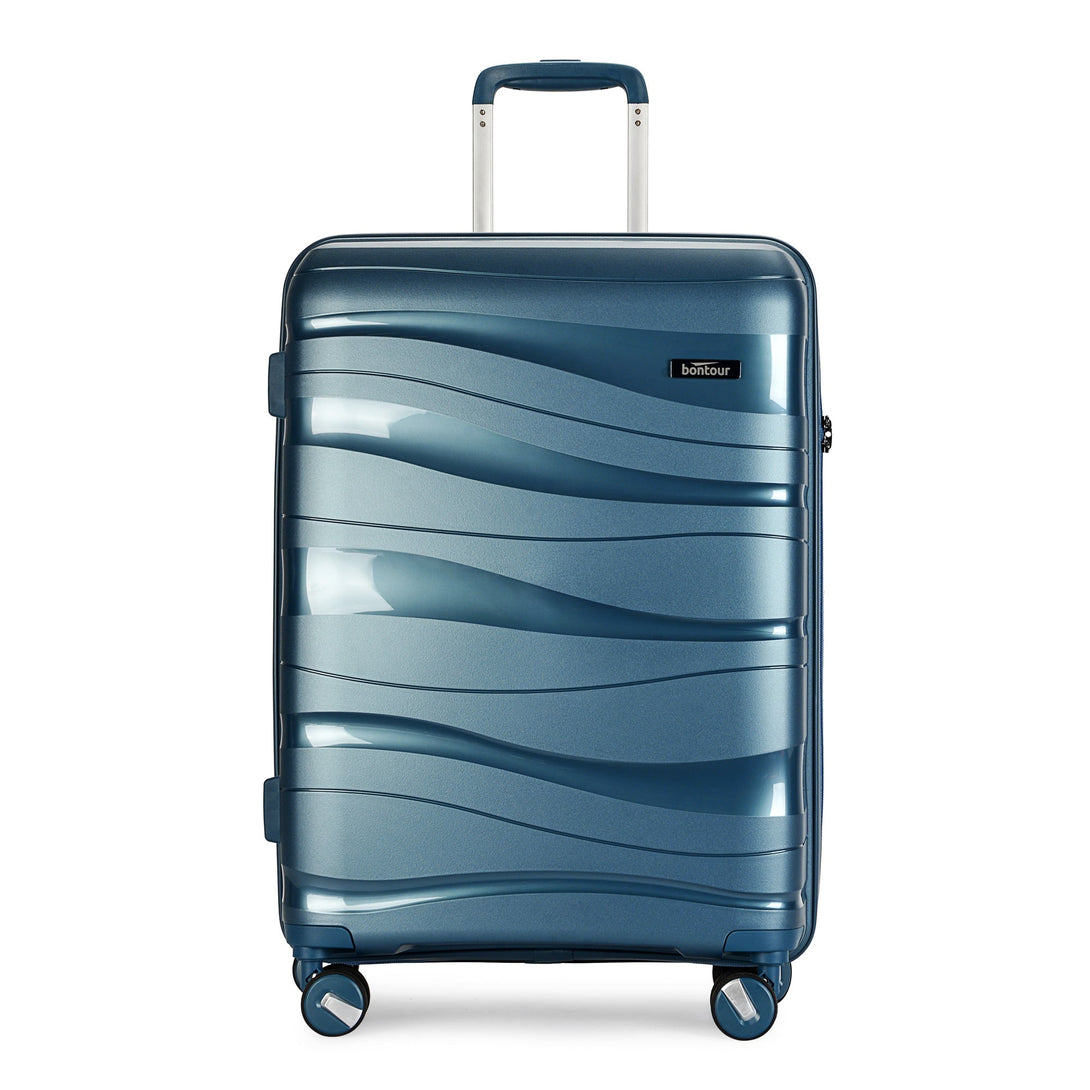 Bontour "Flow" 4-kerekes bőrönd TSA számzárral, M méretű 66x45x28 cm, Jégkék-VASBÚTOR