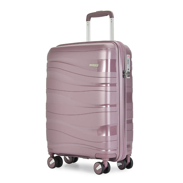 Bontour "Flow" 4-kerekes bőrönd TSA számzárral, M méretű 66x45x28 cm, Levendula-VASBÚTOR