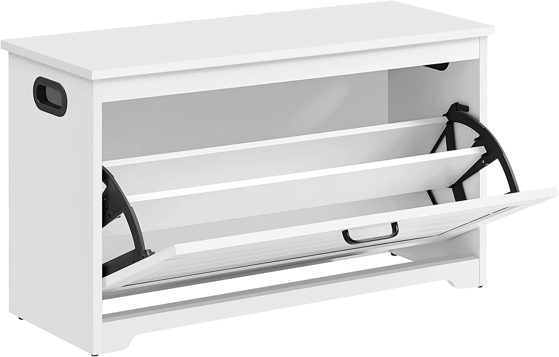 Cipős pad állítható belső elválasztókkal, fehér, 80 x 30 x 46 cm-VASBÚTOR