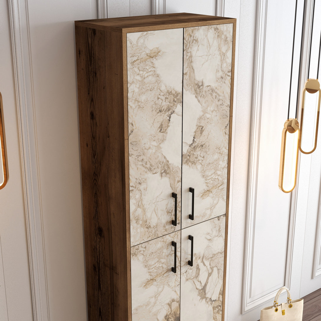Cipőtároló Berlin A - Diós, Fehér Marble-VASBÚTOR