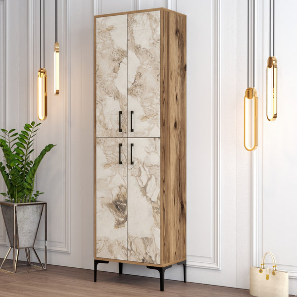 Cipőtároló Berlin A - Diós, Fehér Marble-VASBÚTOR